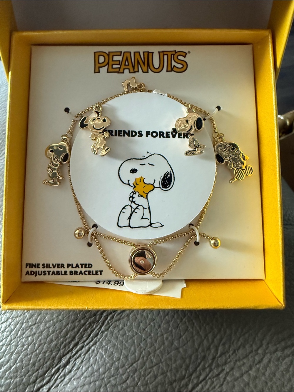 Peanuts Gold-Tone Snoopy & Woodstock Charm Bracelet